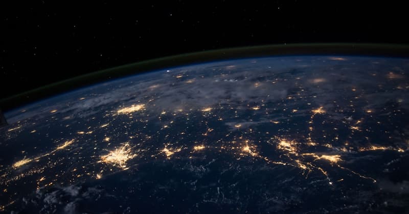 Global network of city lights representing smart technology